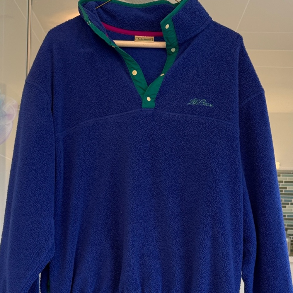 L.L. Bean Blue Fleece with Pink Trim